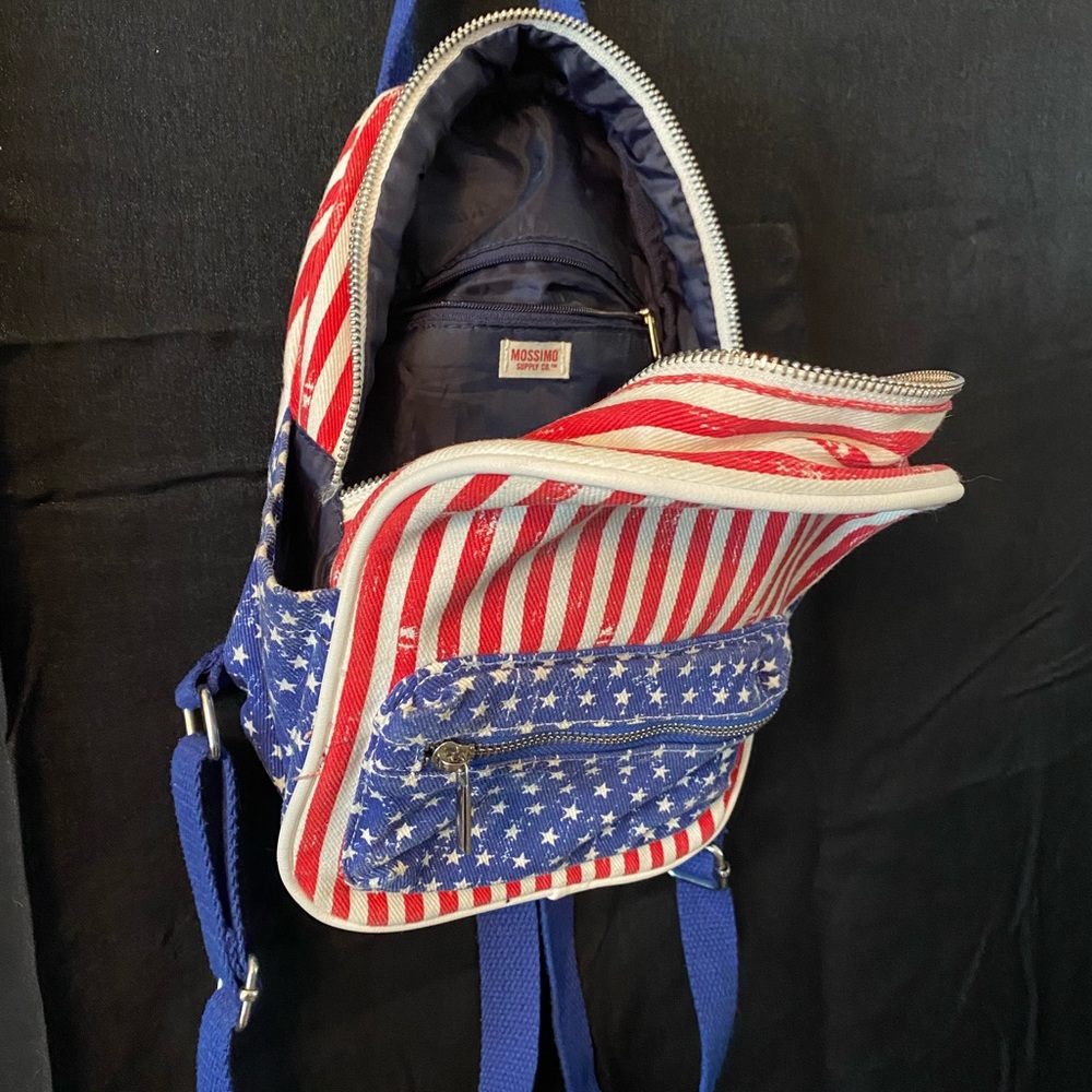 Mossimo Like New Red White Blue Small Backpack - image 8